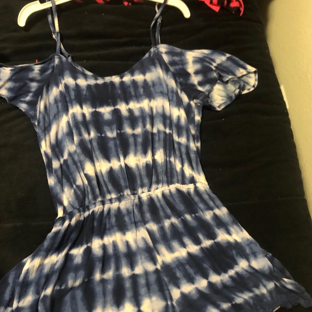 Blue and white romper